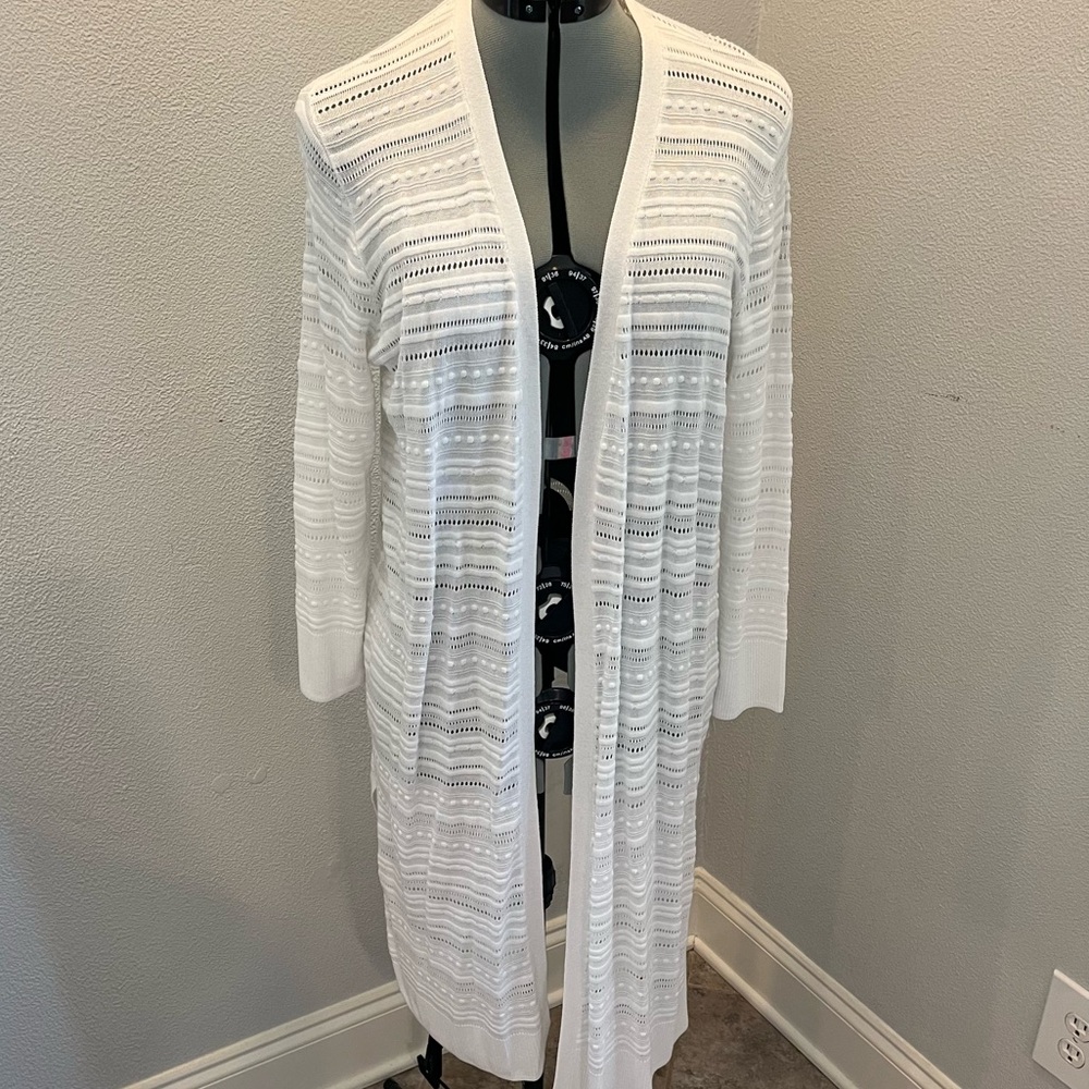 Chico's White Cardigan Lightweight Open-Front Sweater